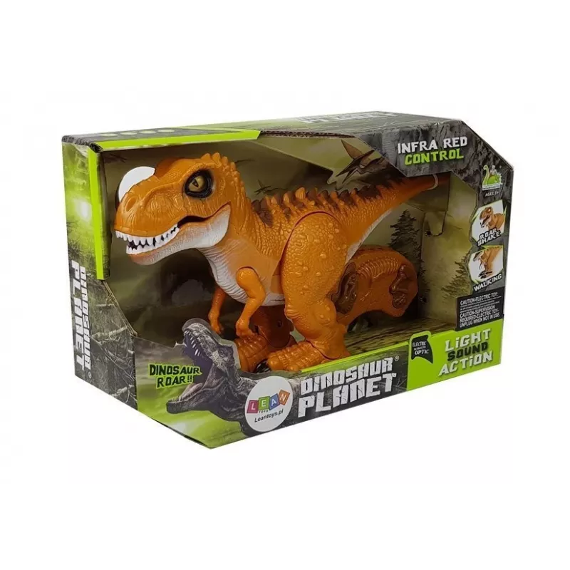 LEAN TOYS Dinozauras nuotoliniu valdymu R/C Bronzinis su garsu ir šviesa
