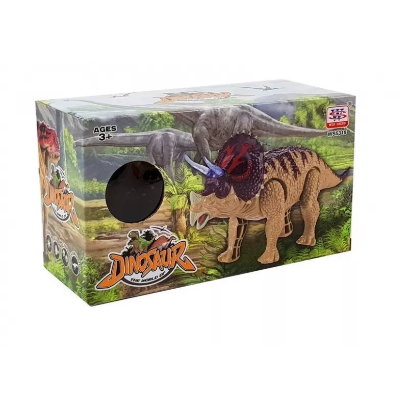 LEAN TOYS Dinozauras Triceratops su baterijomis Geltonas
