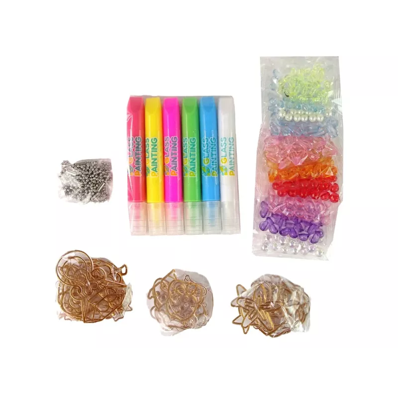 LEAN TOYS DIY Karoliukų rinkinys papuošalų gamybai su rašikliais