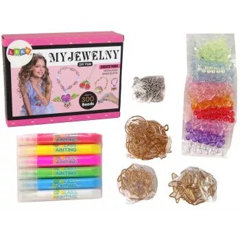 LEAN TOYS DIY Karoliukų rinkinys papuošalų gamybai su rašikliais