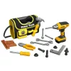 LEAN TOYS DIY rinkinio įrankių krepšys akumuliatoriniams gręžtuvams, 600D poliesteris, juodas su raudonomis detalėmis