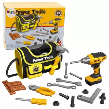 LEAN TOYS DIY rinkinio įrankių krepšys akumuliatoriniams gręžtuvams, 600D poliesteris, juodas su raudonomis detalėmis