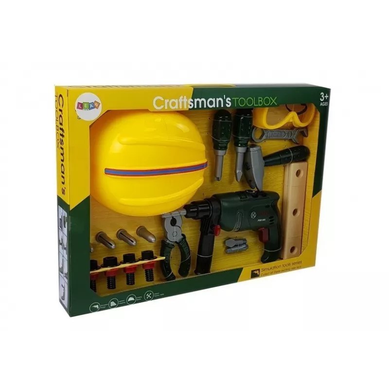 LEAN TOYS DIY rinkinys su akumuliatoriniu grąžtu, akiniais ir šalmu