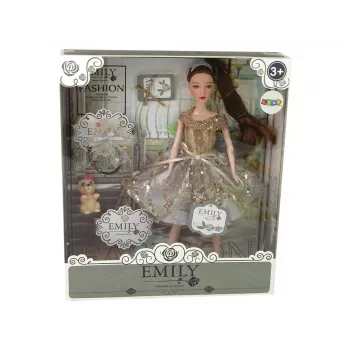 LEAN TOYS Lėlė Vaikams Emily Su Šunimi Ilgais Plaukais