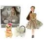 LEAN TOYS Lėlė Vaikams Emily Su Šunimi Ilgais Plaukais