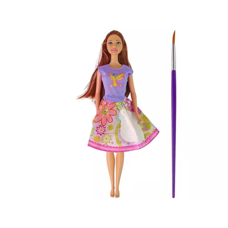 LEAN TOYS Lėlė su ilgais plaukais ir dažoma suknele