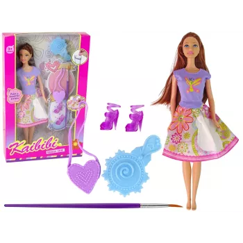 LEAN TOYS Lėlė su ilgais plaukais ir dažoma suknele