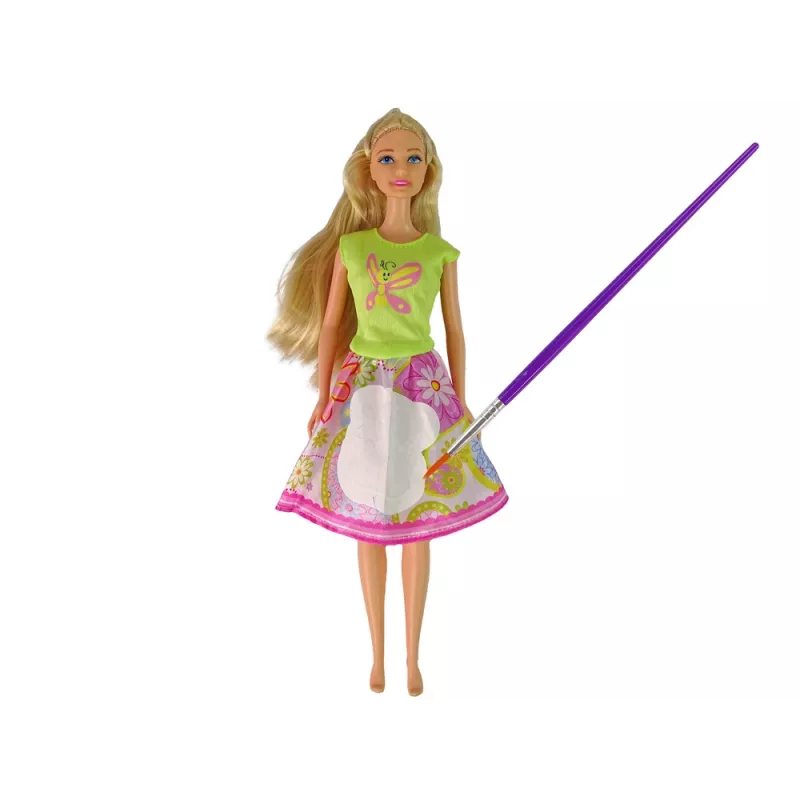 LEAN TOYS Lėlė su ilgais plaukais ir dažymo suknele