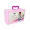 LEAN TOYS Lėlės modelio drabužių, aksesuarų ir papuošalų rinkinys lagamine
