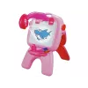LEAN TOYS Dvipusė lenta su kreidelėmis, stovu, projektoriumi ir paveikslėliais, rožinė
