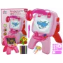LEAN TOYS Dvipusė lenta su kreidelėmis, stovu, projektoriumi ir paveikslėliais, rožinė