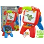 LEAN TOYS Dvipusė lenta su kreidelėmis, stovu ir projektoriumi paveikslėliams raudona