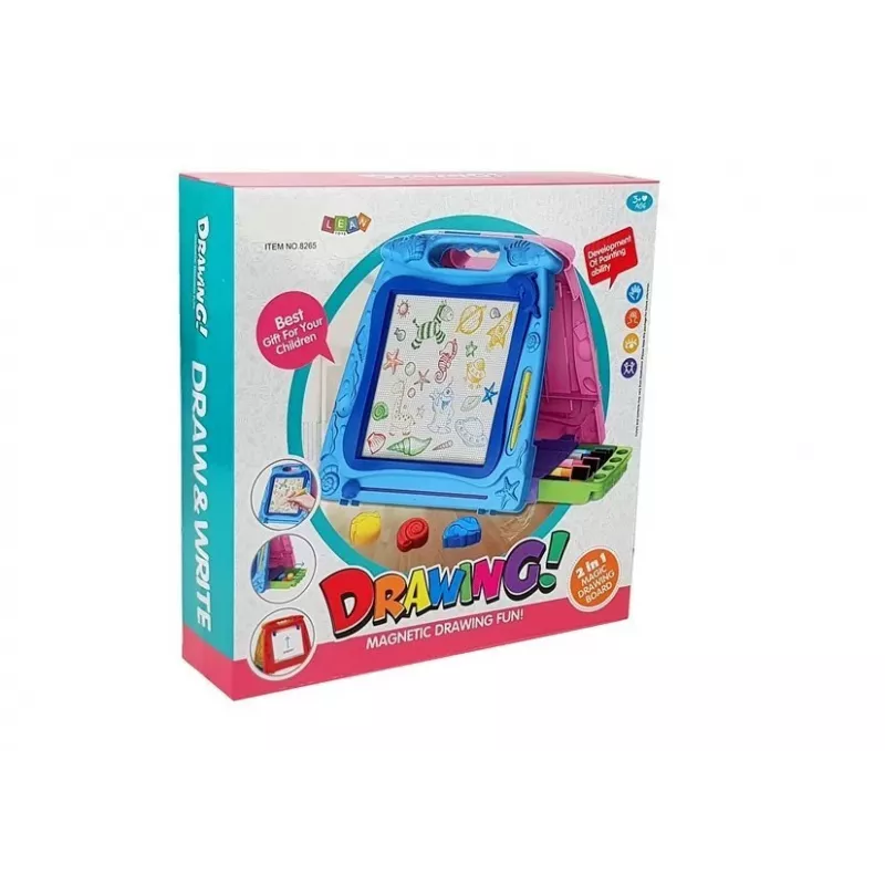 LEAN TOYS Dvipusė piešimo lenta su žymekliais ir magnetais