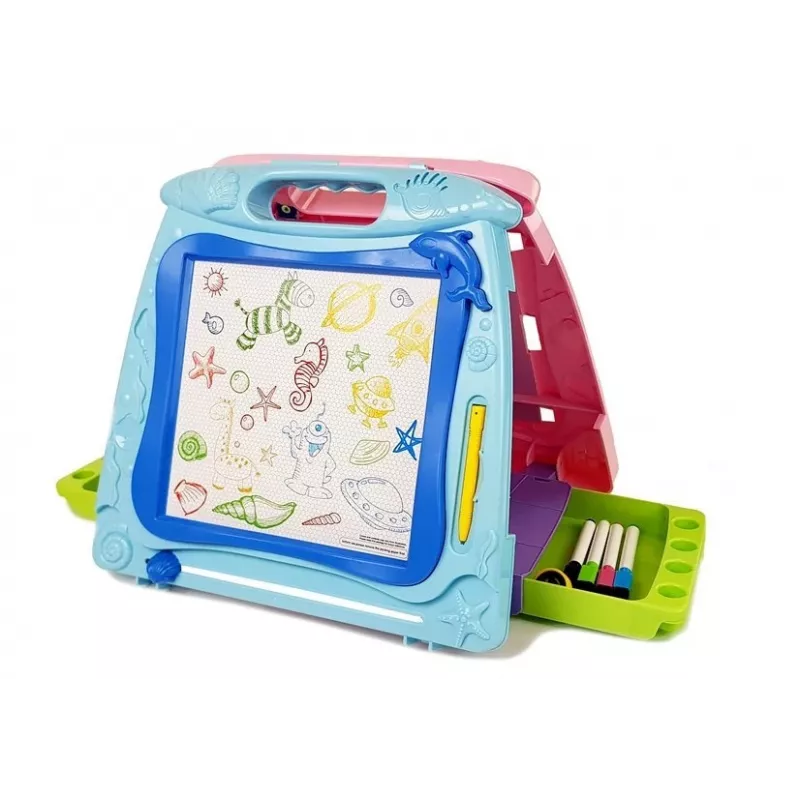 LEAN TOYS Dvipusė piešimo lenta su žymekliais ir magnetais