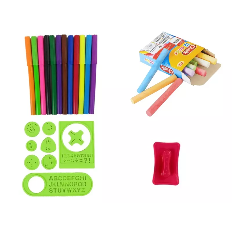 LEAN TOYS Dvipusė magnetinė lenta su mėlynais ir raudonais šablonais