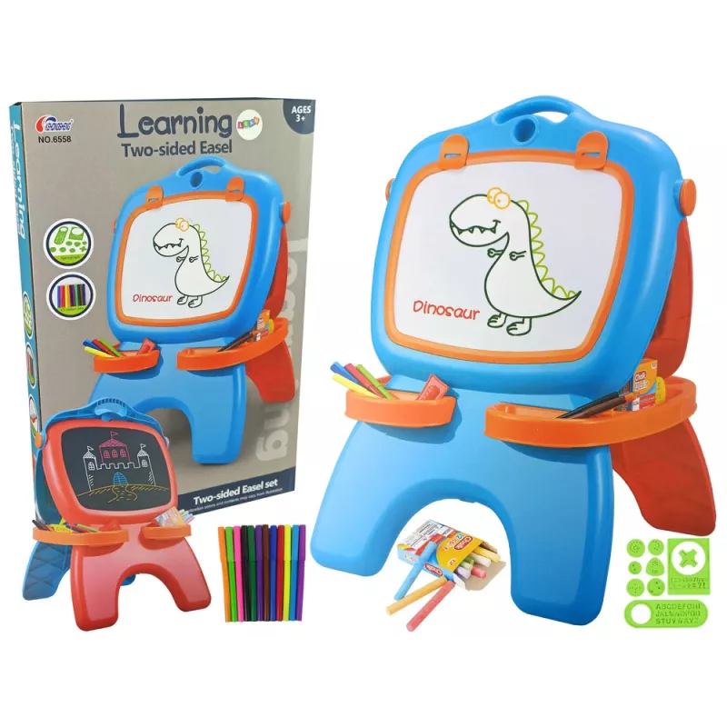 LEAN TOYS Dvipusė magnetinė lenta su mėlynais ir raudonais šablonais