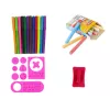 LEAN TOYS Dvipusė magnetinė kreidėlė rožinė su šablonais
