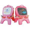 LEAN TOYS Dvipusė magnetinė kreidėlė rožinė su šablonais