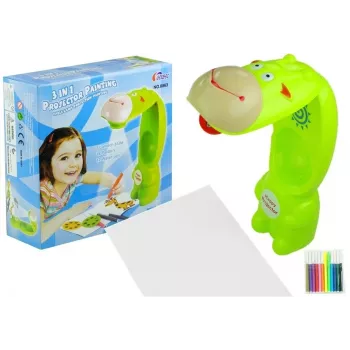 LEAN TOYS Piešimo projektorius Karvė 3 diskai Markeriai Žalia 3in1