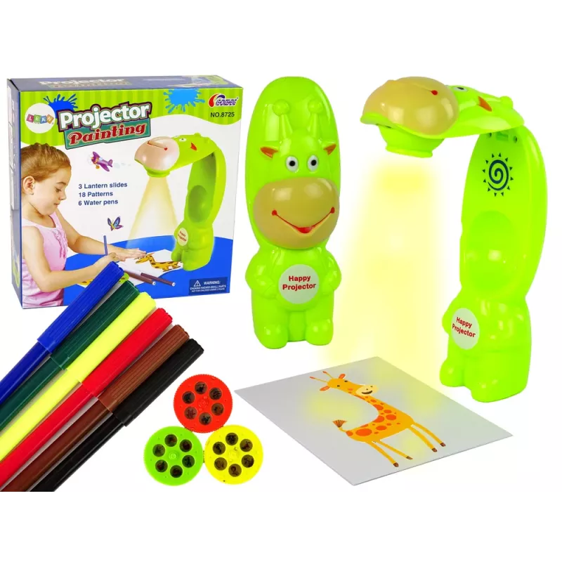 LEAN TOYS Piešimo projektorius su flomasteriais, žalias