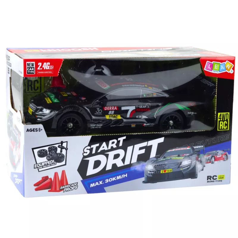 LEAN TOYS Drift Car RC juodos anglies spalvos 30 km/h 1:16