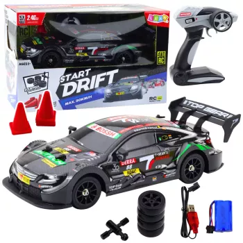 LEAN TOYS Drift Car RC juodos anglies spalvos 30 km/h 1:16