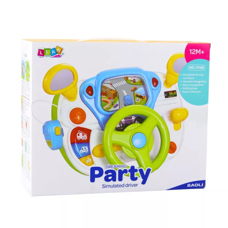 LEAN TOYS Vairavimo simuliatorius mokomasis vairas su interaktyviais garsais ir šviesomis
