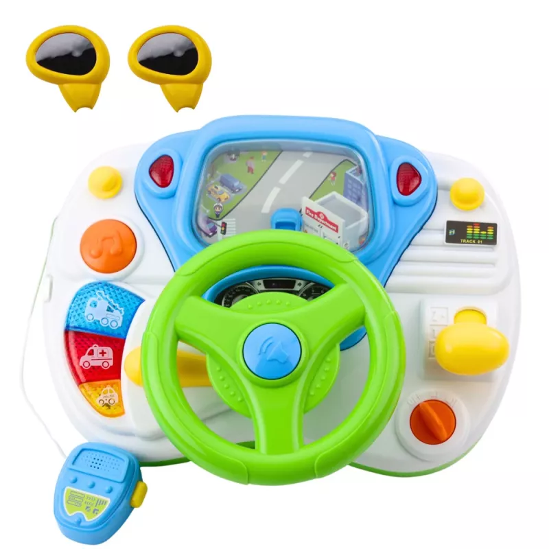 LEAN TOYS Vairavimo simuliatorius mokomasis vairas su interaktyviais garsais ir šviesomis