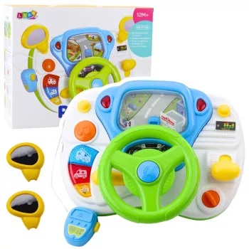 LEAN TOYS Vairavimo simuliatorius mokomasis vairas su interaktyviais garsais ir šviesomis