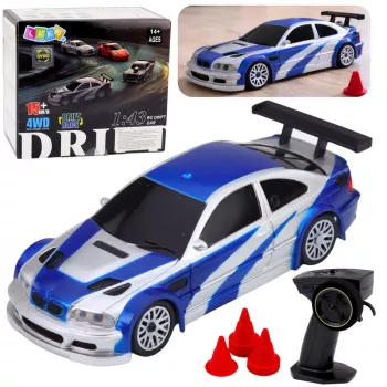 LEAN TOYS E46 nuotoliniu valdymu driftinis sportinis automobilis RC kūgiai 15 km/h 1:43