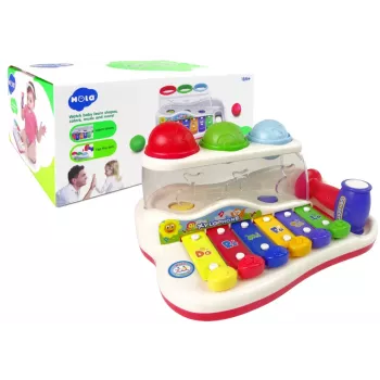 LEAN TOYS Lavinamasis cimbolai su plaktuku ir spalvotais kamuoliukais mažyliams