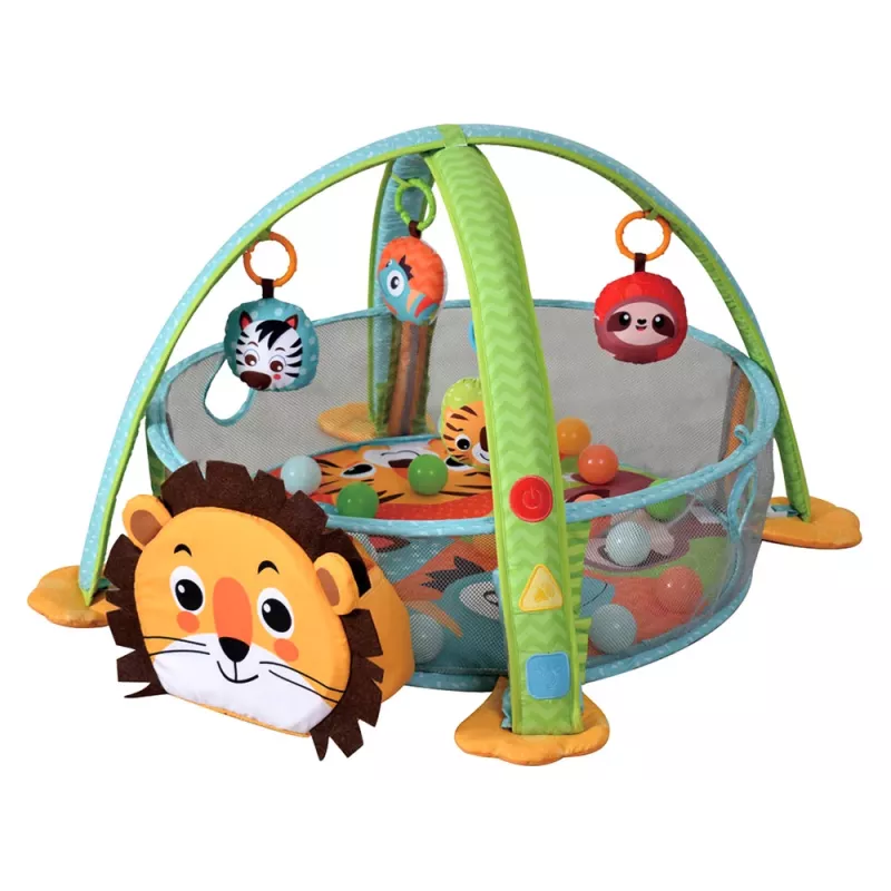 LEAN TOYS Educational Mat Lion Playpen Balls for Baby