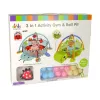 LEAN TOYS edukacinis kilimėlis su vėžlio aptvaru ir kamuoliukais kūdikiams