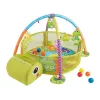 LEAN TOYS edukacinis kilimėlis su vėžlio aptvaru ir kamuoliukais kūdikiams