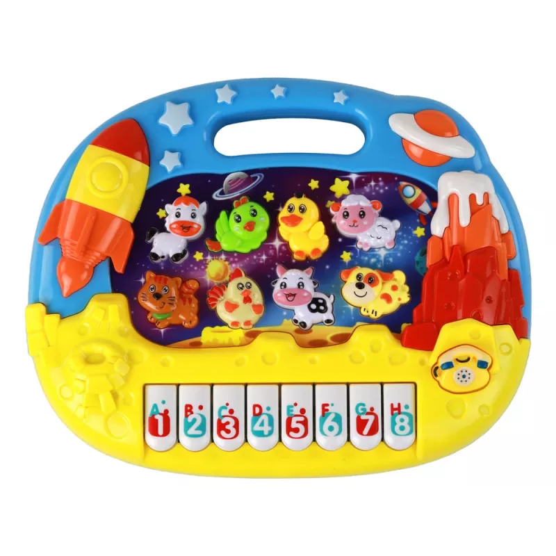 LEAN TOYS Mokomasis pianinas su anglų kalba, gyvūnų garsais ir kosmoso temomis