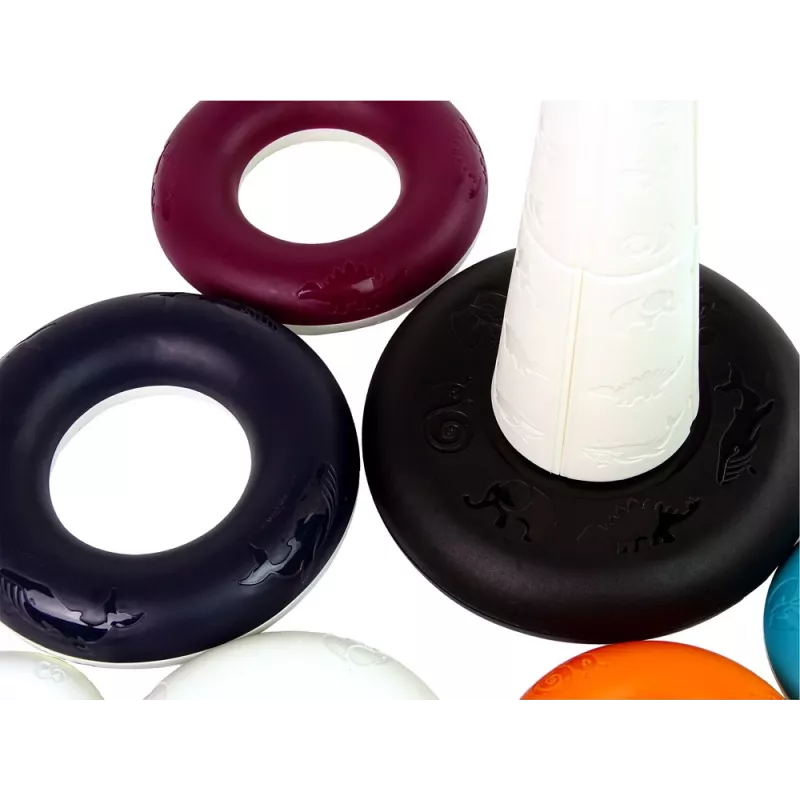 LEAN TOYS Mokomoji piramidė su lankeliais ir ančiuko ratuku