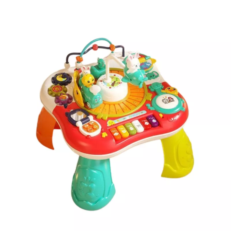 LEAN TOYS edukacinis stalas interaktyvus muzikinis skydelis pianinas 2 viename raudonas