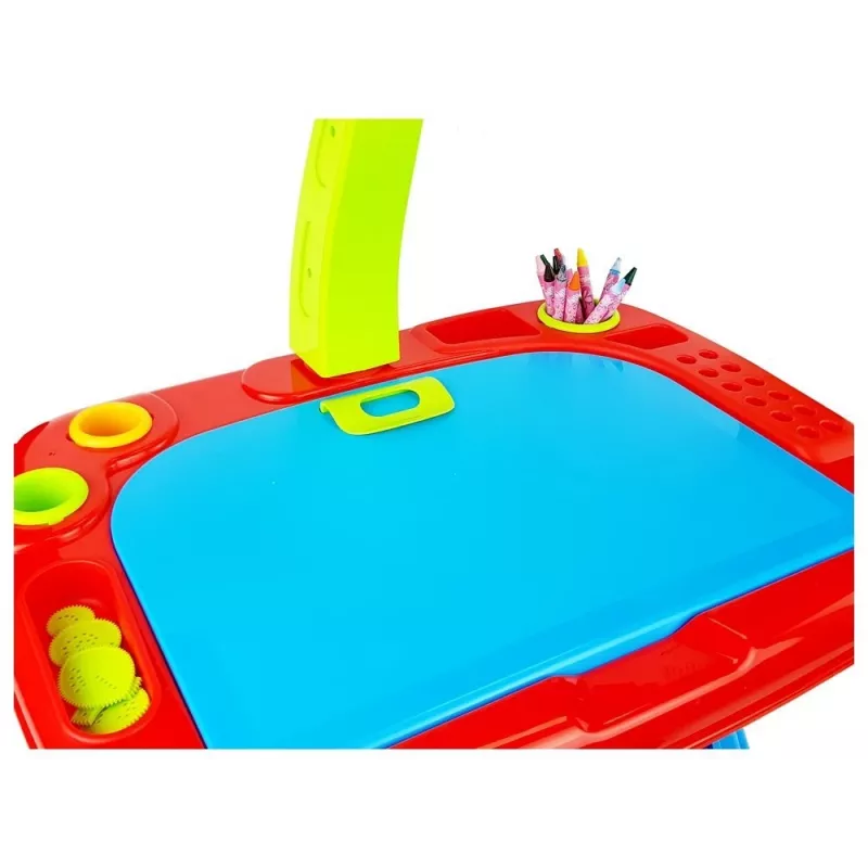 LEAN TOYS Edukacinis stalas su projektoriumi, kėde, kreidelėmis, magnetais, raidėmis ir skaičiais