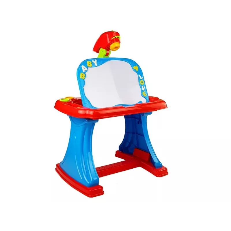 LEAN TOYS Edukacinis stalas su projektoriumi, kėde, kreidelėmis, magnetais, raidėmis ir skaičiais
