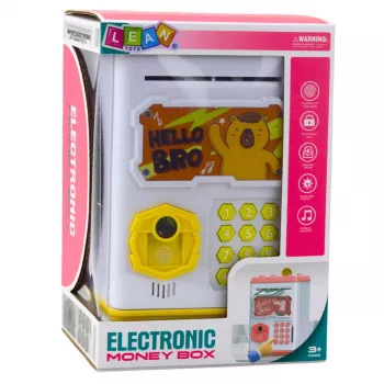 LEAN TOYS elektroninis seifas ATM taupyklė su PIN kodu vaikams Kapibara geltona