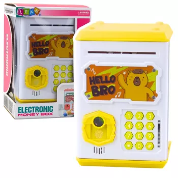 LEAN TOYS elektroninis seifas ATM taupyklė su PIN kodu vaikams Kapibara geltona
