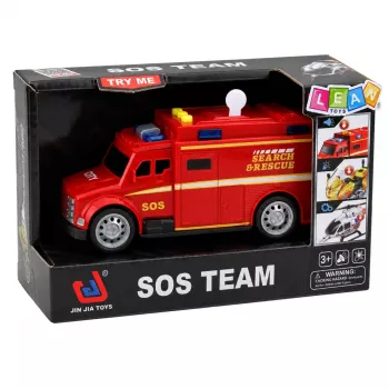 LEAN TOYS greitosios pagalbos automobilis su šviesomis ir garsais, raudonas, 1:32