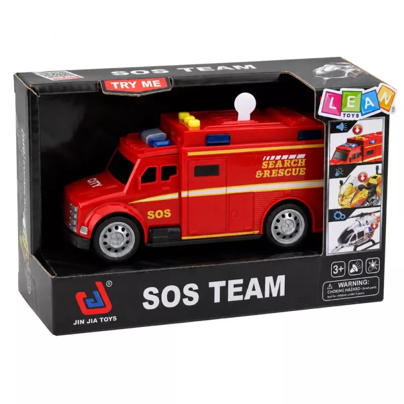 LEAN TOYS greitosios pagalbos automobilis su šviesomis ir garsais, raudonas, 1:32