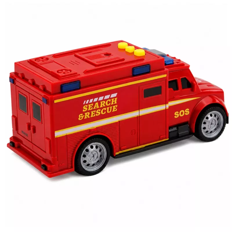 LEAN TOYS greitosios pagalbos automobilis su šviesomis ir garsais, raudonas, 1:32