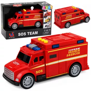 LEAN TOYS greitosios pagalbos automobilis su šviesomis ir garsais, raudonas, 1:32