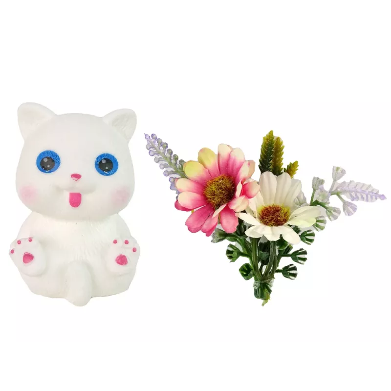 LEAN TOYS Emily Ilgaplaukė Balta Katė Kūdikio Lėlė