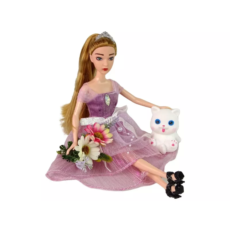 LEAN TOYS Emily Ilgaplaukė Balta Katė Kūdikio Lėlė