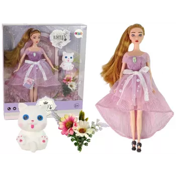 LEAN TOYS Emily Ilgaplaukė Balta Katė Kūdikio Lėlė