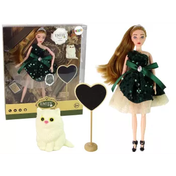 LEAN TOYS Emily Wooden Heart White Cat Baby Doll
