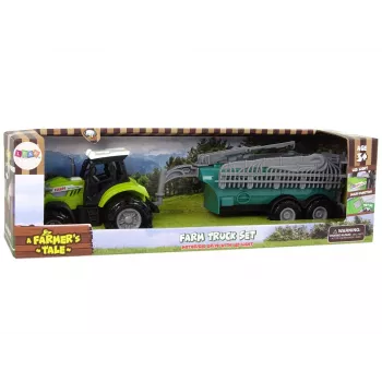 LEAN TOYS Ūkio traktorius su purkštuvu ir ūkio garsais, žalias